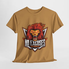 Motivational Lion Graphic Tee - 'No Excuses, Just Results'
