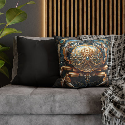 Artistic Cancer Zodiac Poly Canvas Pillowcase - Luxurious Sea-Themed Home Decor