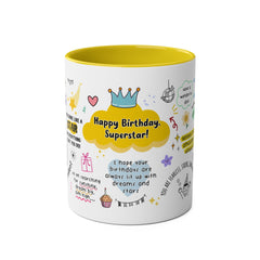 Birthday Coffee Mug - Two-Tone 11oz Cup for Celebrating Superstars