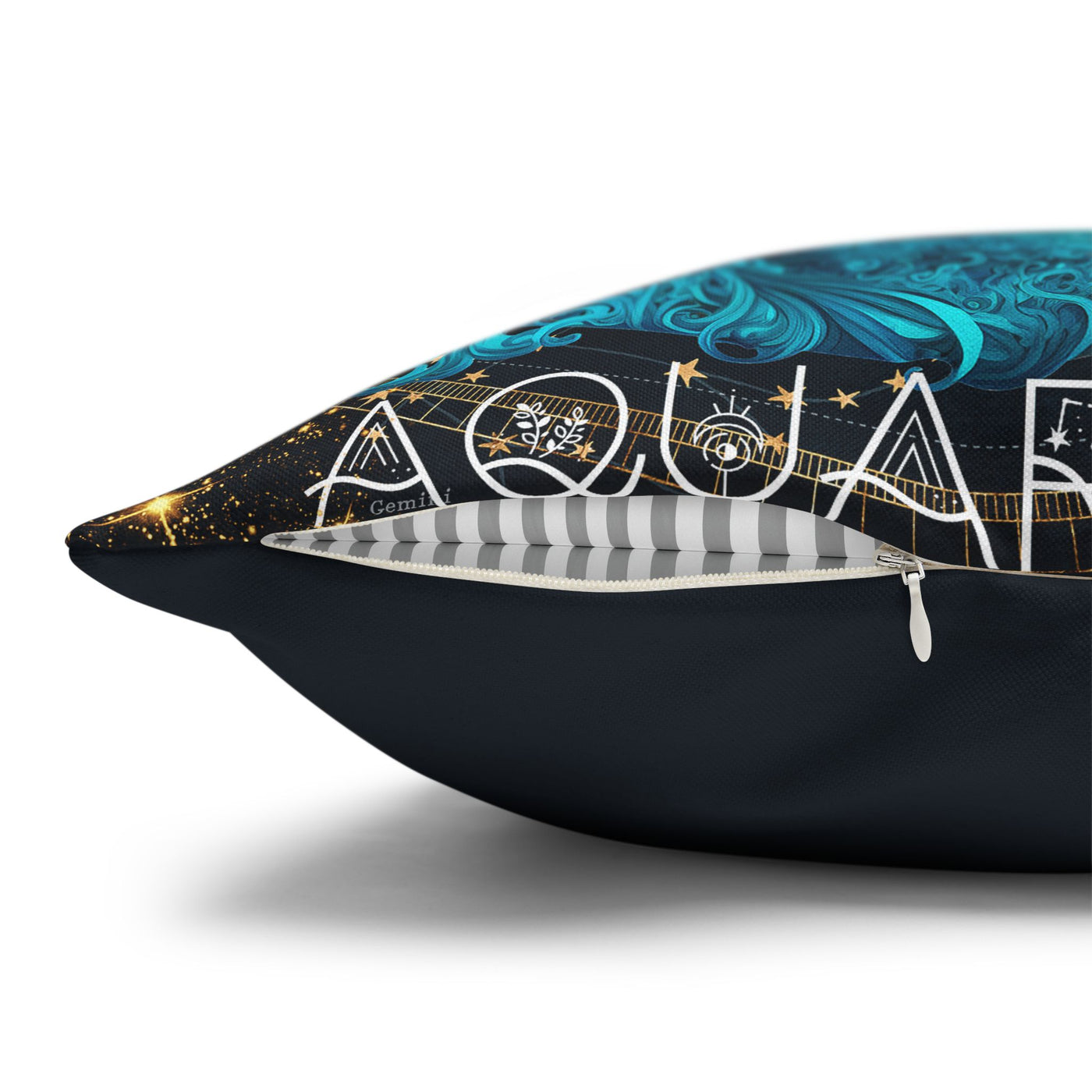 Astrology-Inspired Square Poly Canvas Pillowcase - Aquarius Zodiac Decor for Dreamy Spaces