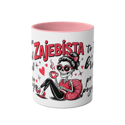 Funny Two-Tone Coffee Mug - 'Jestem tak Zajebista' Design for Coffee Lovers