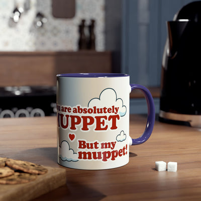 Fun Two-Tone Coffee Mug with Muppet Design - Personalised from Photo. 11 oz