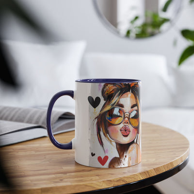 Chic Two-Tone Coffee Mug - Heart Design, Love Quote | Perfect Gift for Friends & Loved Ones