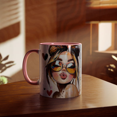 Chic Two-Tone Coffee Mug - Heart Design, Love Quote | Perfect Gift for Friends & Loved Ones