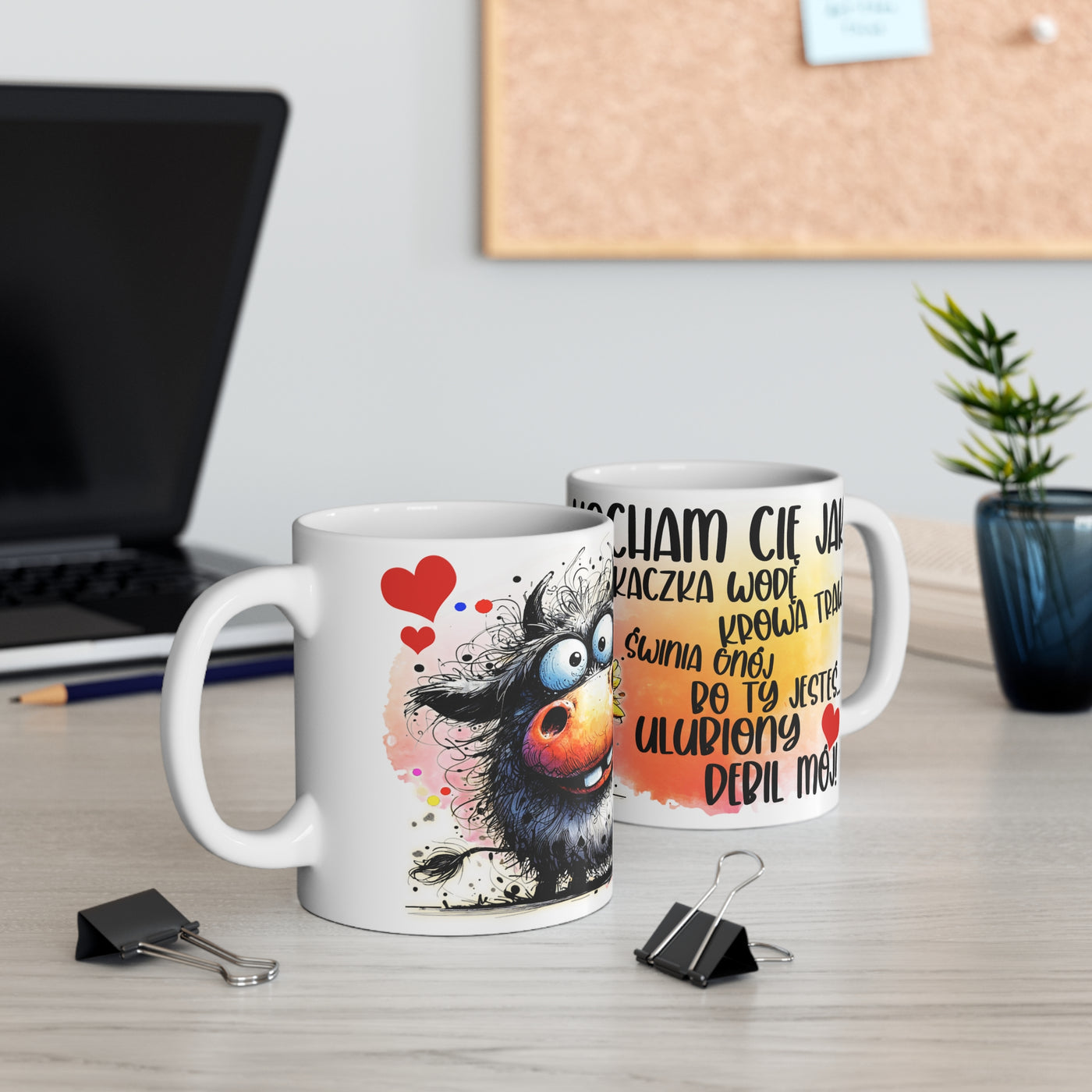 Kocham Cię jak..Biały Kubek Ceramiczny/Dwa Rozmiary