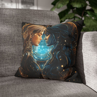 Gemini Zodiac Pillowcase - Mystical Portraits Decorative Cushion Cover