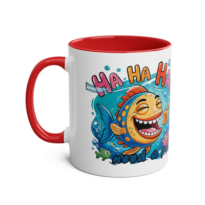 Coffee Mug - Humorous Fish-Themed Two-Tone Design, 11oz