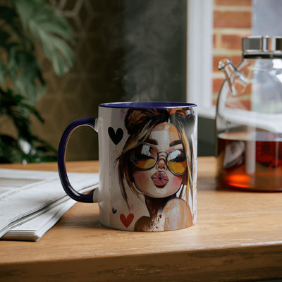 Chic Two-Tone Coffee Mug - Heart Design, Love Quote | Perfect Gift for Friends & Loved Ones