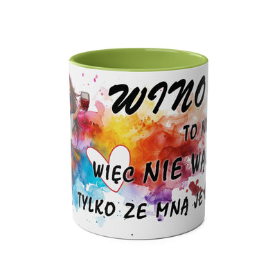 Colorful Two-Tone Coffee Mug - Fun Wine Lover Design