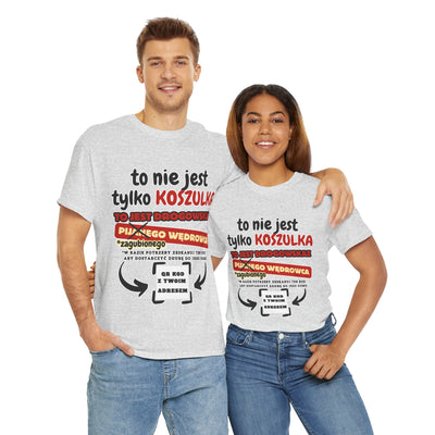 Unisex Zabawny T-Shirt Pijany Wędrowiec z własnym QR Code