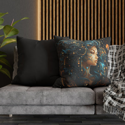 Artistic Virgo Zodiac Poly Canvas Pillowcase - Celestial Decor for Home