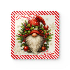 Christmas Coaster Set - Festive Corkwood Drink Coasters with Santa Design, Holiday Table Decor, Gift for Home, Christmas Decor