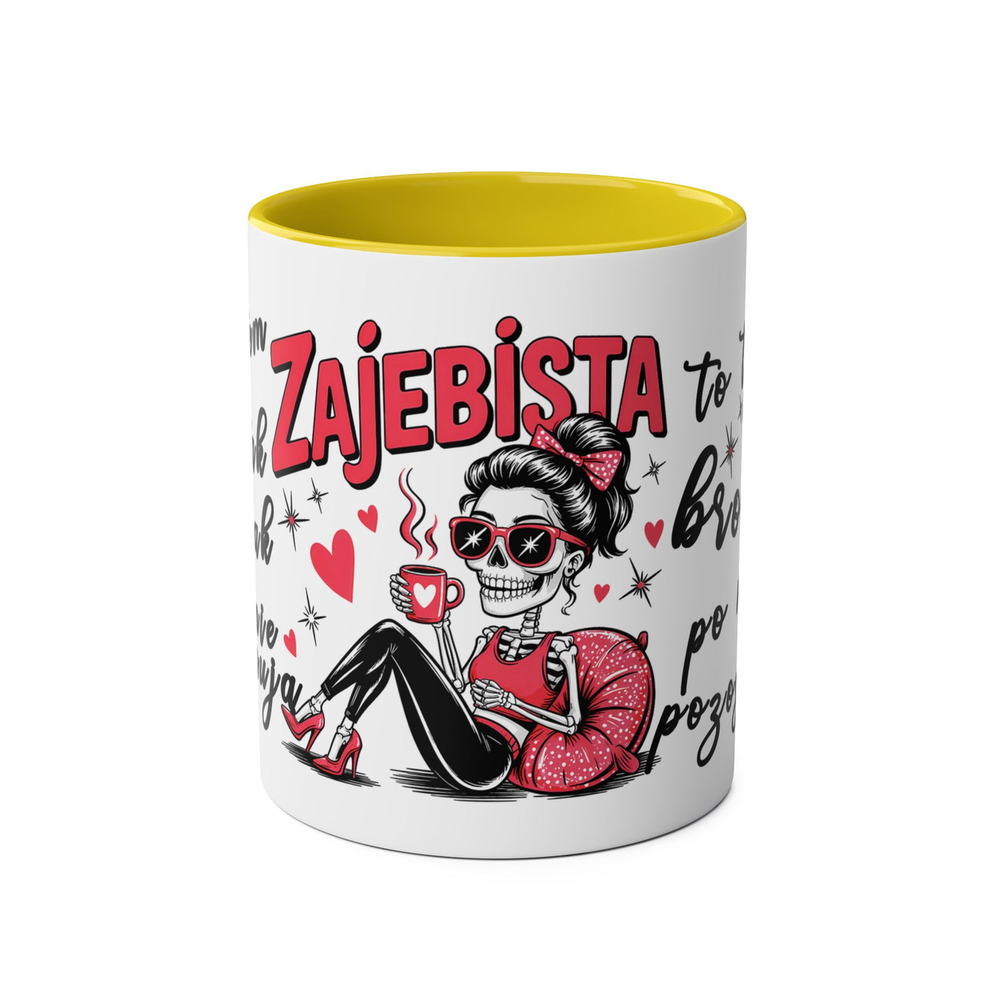 Funny Two-Tone Coffee Mug - 'Jestem tak Zajebista' Design for Coffee Lovers