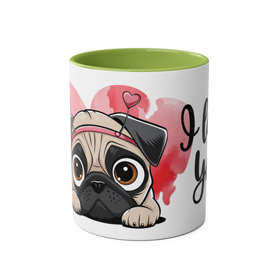 I Love You Two-Tones Mug with Cute Pug Dog