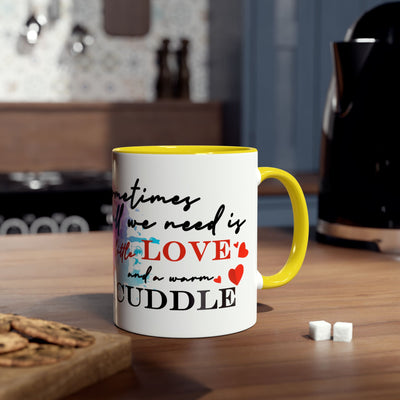 Cute Two-Tone Love & Cuddle Coffee Mug | 11oz Heart Design
