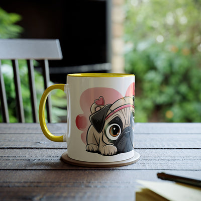 I Love You Two-Tones Mug with Cute Pug Dog