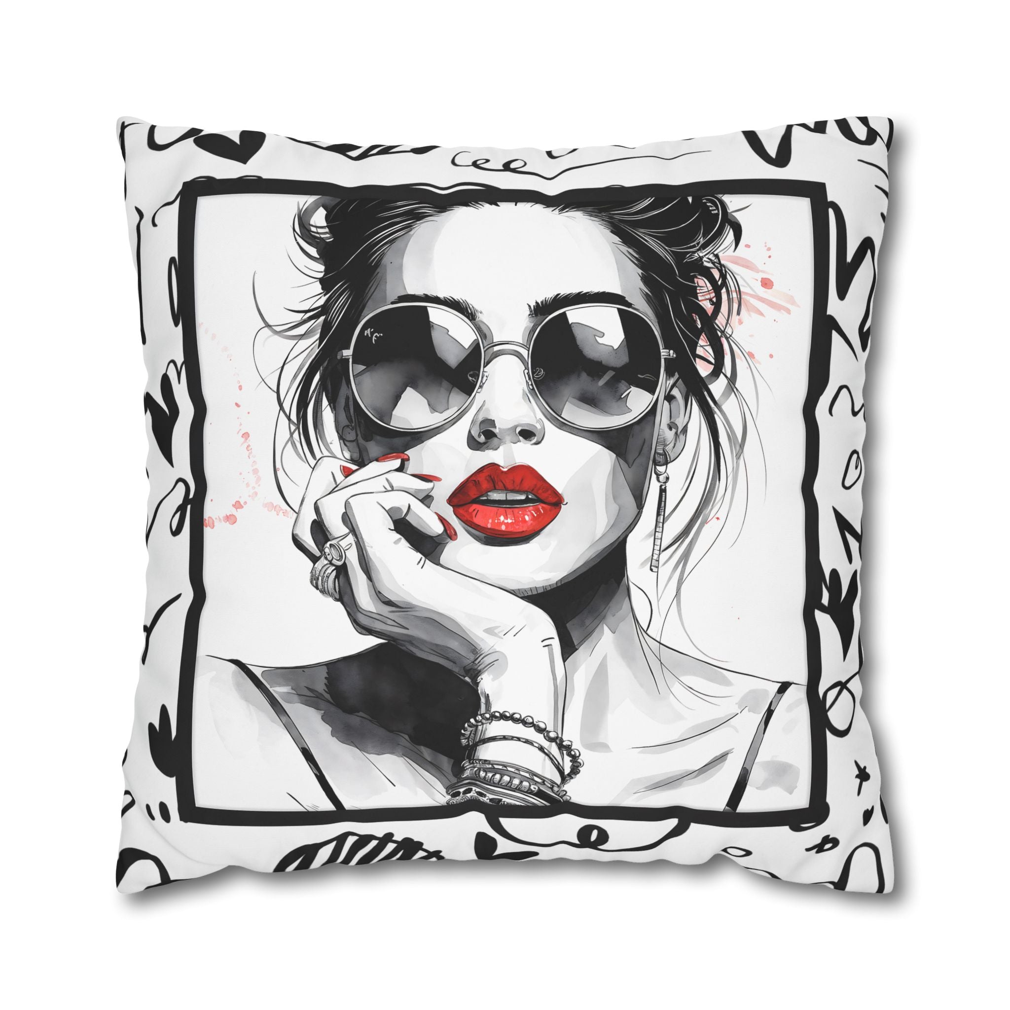 Canvas Pillowcase - Chic Retro Print Stylish Home Decor