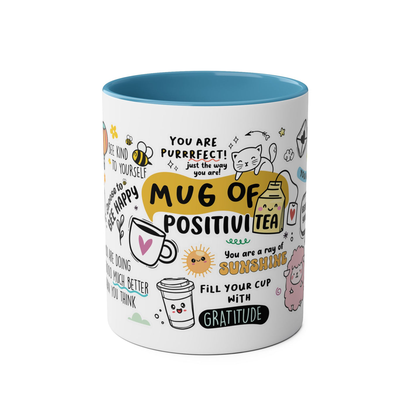 Inspirational Two-Tone Coffee Mug - 11oz - Positive Affirmations & Cute Designs