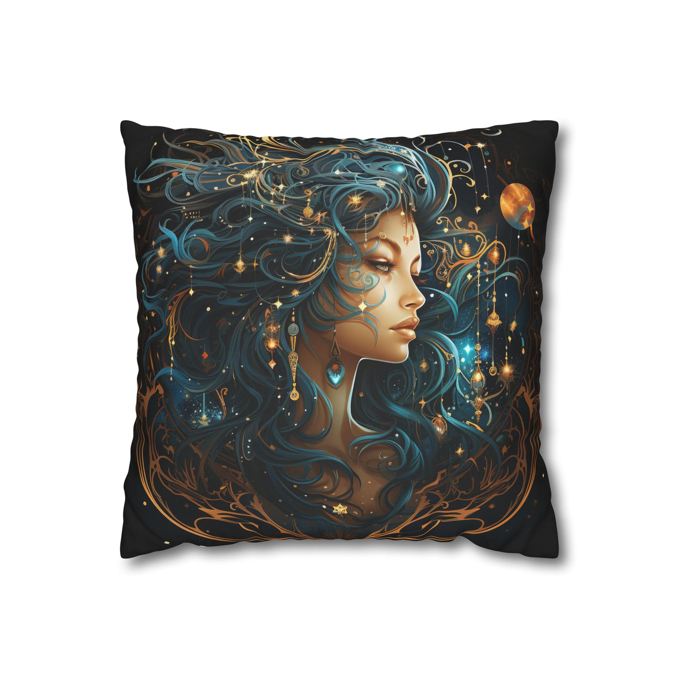Artistic Virgo Zodiac Poly Canvas Pillowcase - Celestial Decor for Home