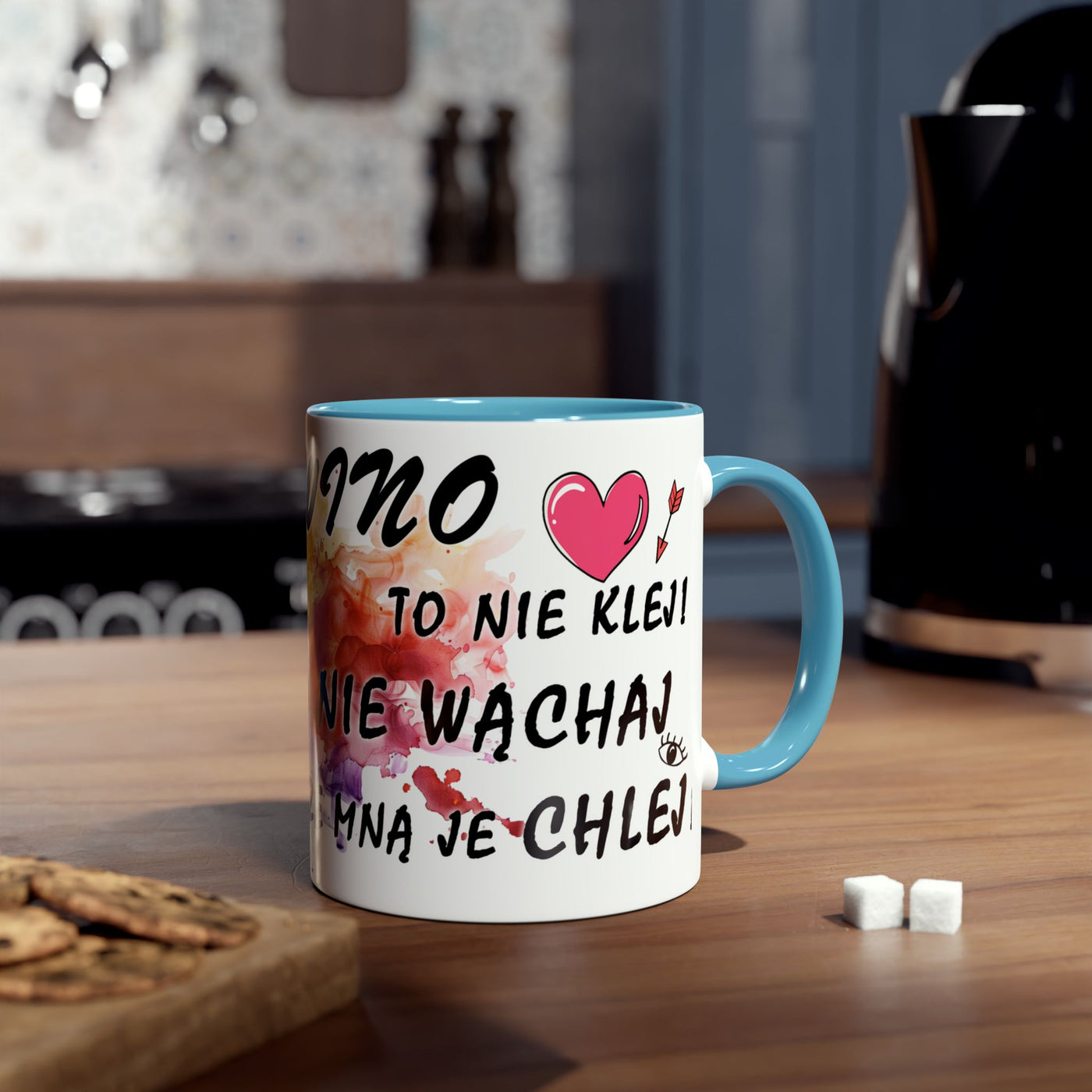 Colorful Two-Tone Coffee Mug - Fun Wine Lover Design
