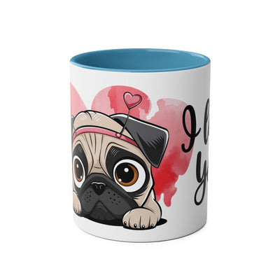 I Love You Two-Tones Mug with Cute Pug Dog