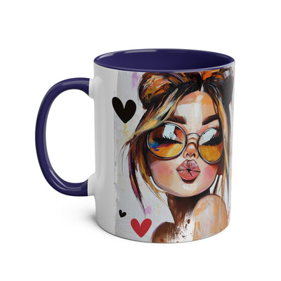 Chic Two-Tone Coffee Mug - Heart Design, Love Quote | Perfect Gift for Friends & Loved Ones