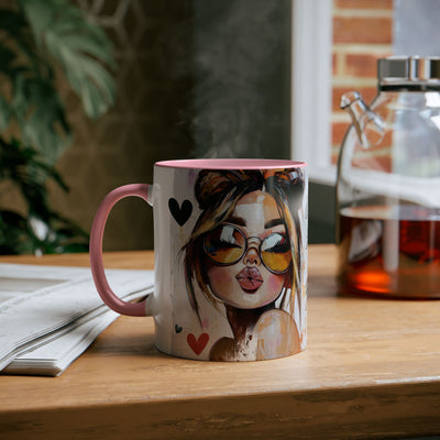 Chic Two-Tone Coffee Mug - Heart Design, Love Quote | Perfect Gift for Friends & Loved Ones