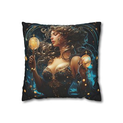 Artistic Aquarius Zodiac Pillowcase with Mystic Woman Design