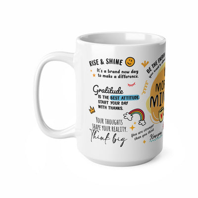 Morning Mindset Afirmation White Coffee Mug, 11/15oz
