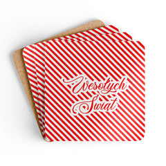 Festive Corkwood Coaster Set, Holiday Drinkware Coasters, Wesołych Świąt Design, Christmas Party Decor, Eco-Friendly Home Gift