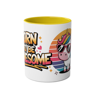 Unicorn Two-Tone Coffee Mug - 11oz Born to Be Awesome Design