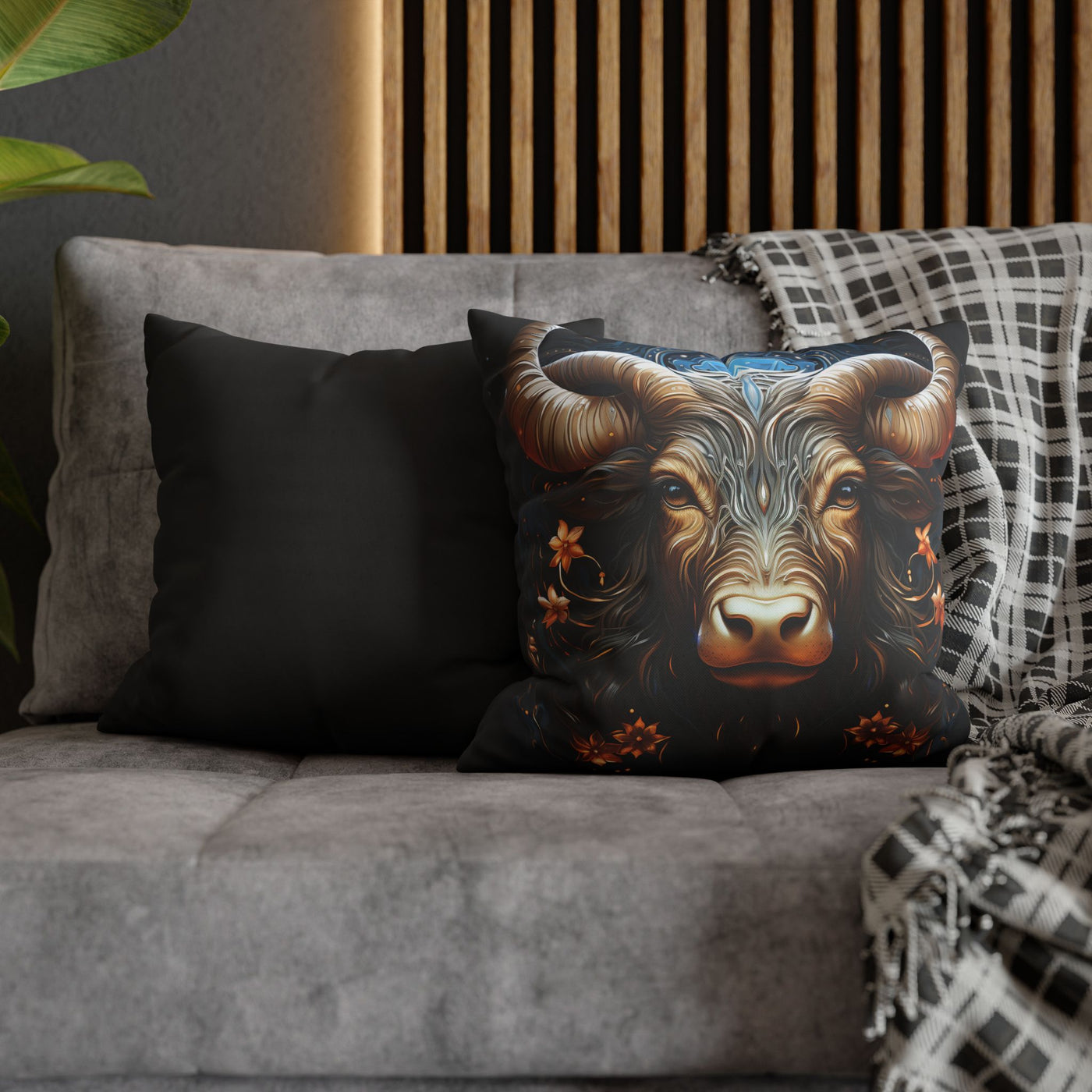 Taurus Zodiac Decorative Pillowcase - Artful Square Poly Canvas Cushion for Home Decor