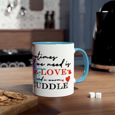 Cute Two-Tone Love & Cuddle Coffee Mug | 11oz Heart Design