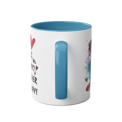 Colorful Wine Lover's Mug - "Let's Drink!" Art Design - Perfect Gift for Celebrations  Two-Tone Ceramic Mug