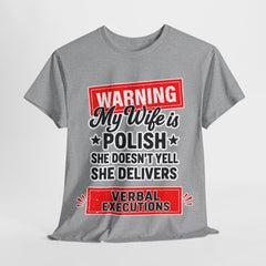 Warning Polish Wife Tee | Funny Gift for Spouses, Humor T-Shirt, Relationship Shirt, Unique Polish Pride Clothing, Everyday Wear