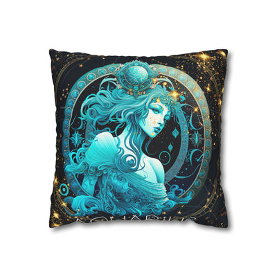 Astrology-Inspired Square Poly Canvas Pillowcase - Aquarius Zodiac Decor for Dreamy Spaces