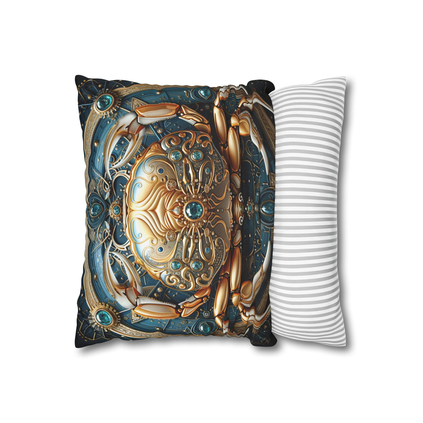 Artistic Cancer Zodiac Poly Canvas Pillowcase - Luxurious Sea-Themed Home Decor