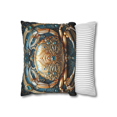 Artistic Cancer Zodiac Poly Canvas Pillowcase - Luxurious Sea-Themed Home Decor