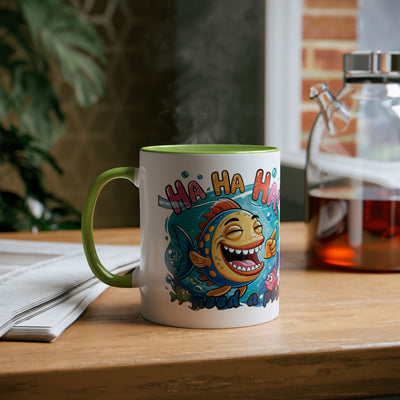 Coffee Mug - Humorous Fish-Themed Two-Tone Design, 11oz