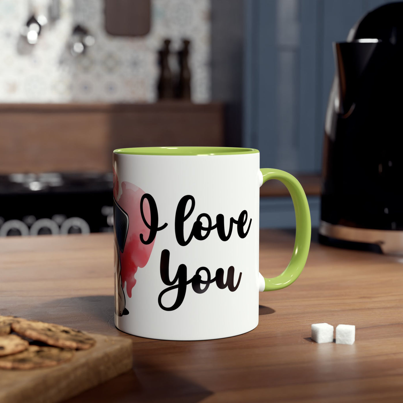 I Love You Two-Tones Mug with Cute Pug Dog