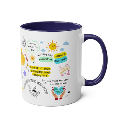 Birthday Coffee Mug - Two-Tone 11oz Cup for Celebrating Superstars