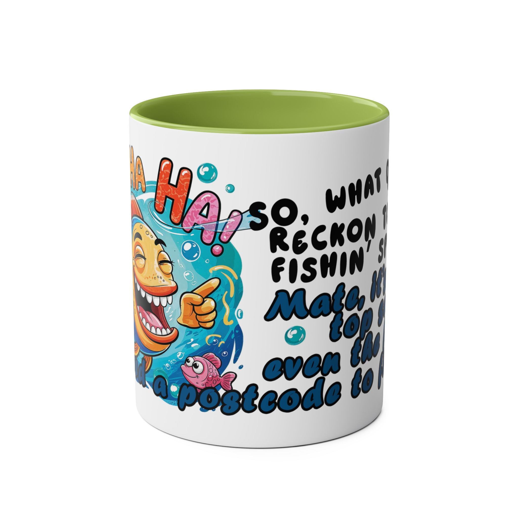 Coffee Mug - Humorous Fish-Themed Two-Tone Design, 11oz