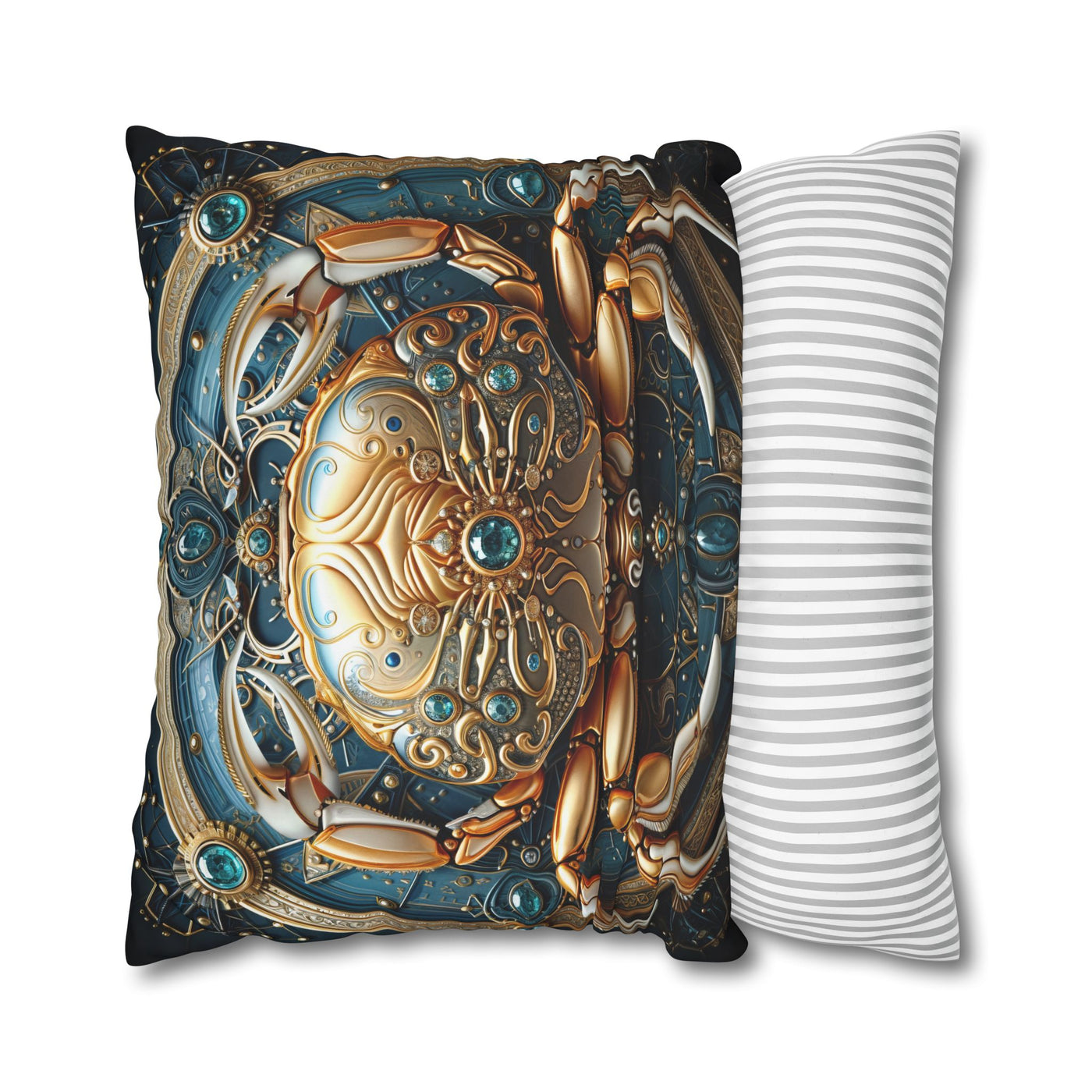 Artistic Cancer Zodiac Poly Canvas Pillowcase - Luxurious Sea-Themed Home Decor