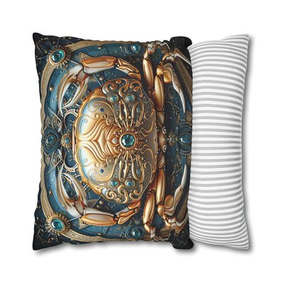Artistic Cancer Zodiac Poly Canvas Pillowcase - Luxurious Sea-Themed Home Decor