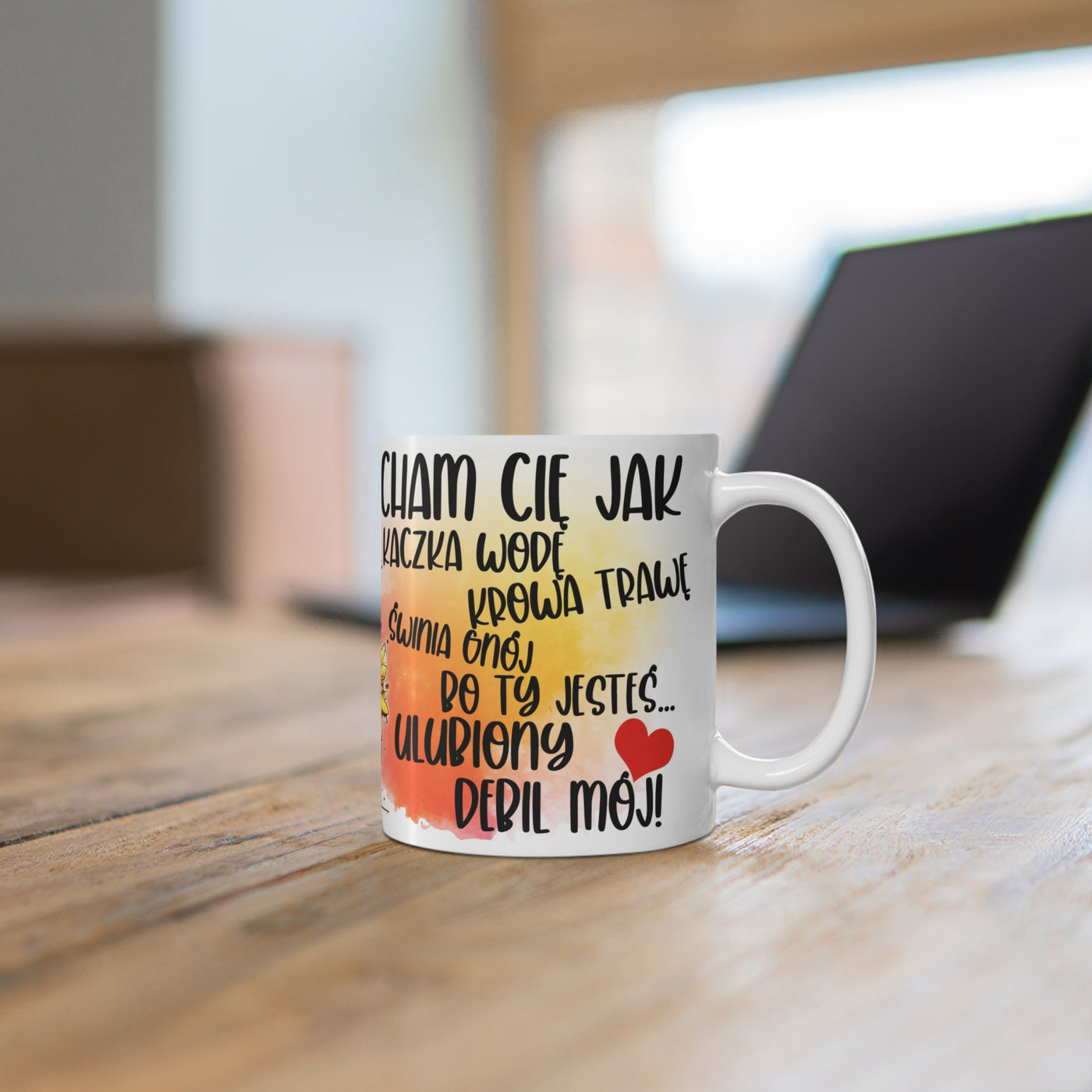Kocham Cię jak..Biały Kubek Ceramiczny/Dwa Rozmiary