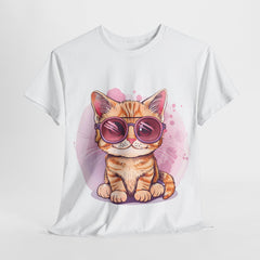 Słodki T-shirt z kotem, Koszulka z kotem w okularach przeciwsłonecznych 