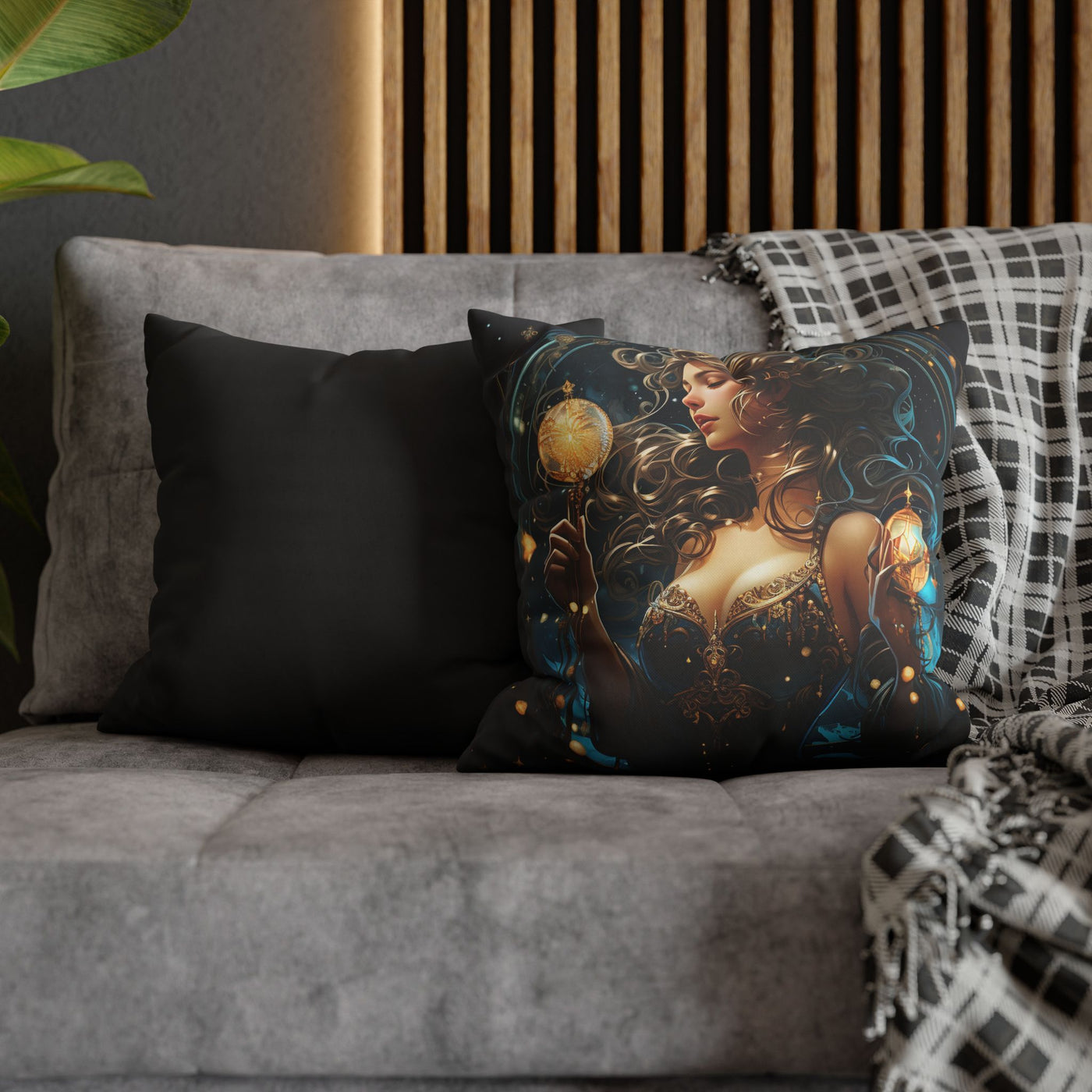 Artistic Aquarius Zodiac Pillowcase with Mystic Woman Design