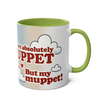 Fun Two-Tone Coffee Mug with Muppet Design - Personalised from Photo. 11 oz