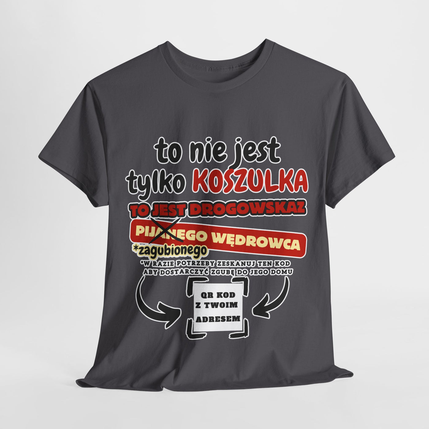 Unisex Zabawny T-Shirt Pijany Wędrowiec z własnym QR Code