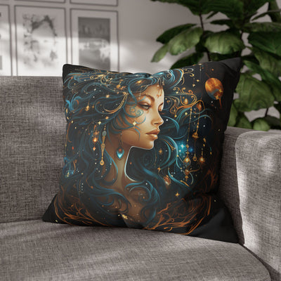 Artistic Virgo Zodiac Poly Canvas Pillowcase - Celestial Decor for Home